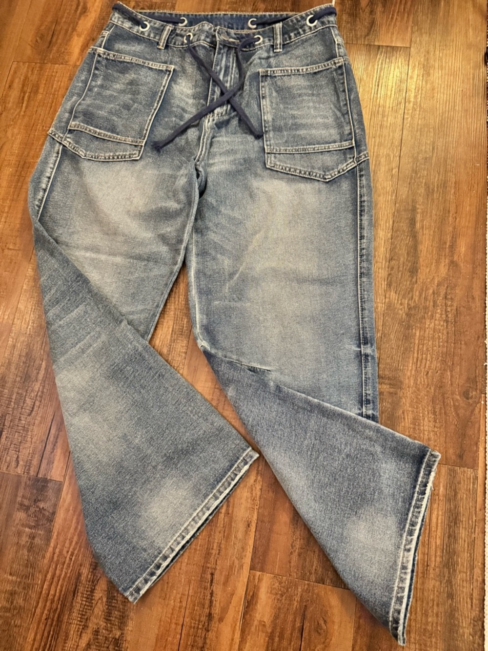 SHEIN Women’s XL Wide Leg Jeans NEW 30” Inseam 35” Waist Blue Denim Retro Y2K